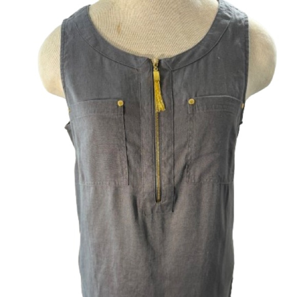 Sleeveless 100% Linen High/Low Tunic Ellen Tracy Size Small